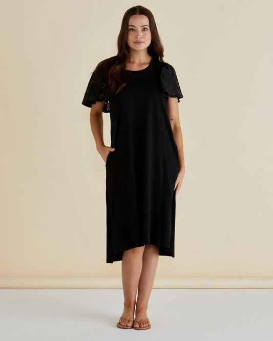 Betty Basics Sawyer Embroided Dress Black