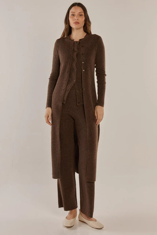 Betty Basics Nash Knit Long Cardigan Espresso Brown