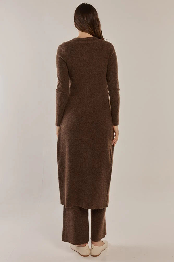 Betty Basics Nash Knit Long Cardigan Espresso Brown