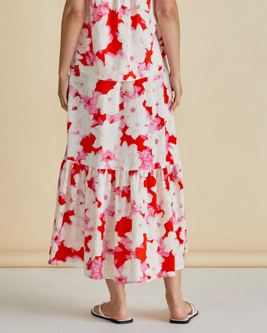 Betty Basics Maggie Skirt Red Floral Print