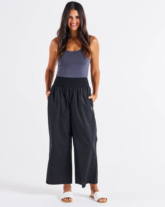 Betty Basics Sevilla Wide Leg Cotton Pant Black