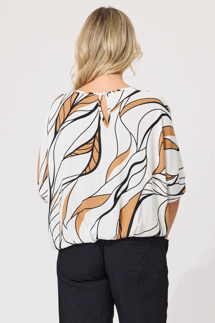 Lemon Tree Alessa Top Leafy White