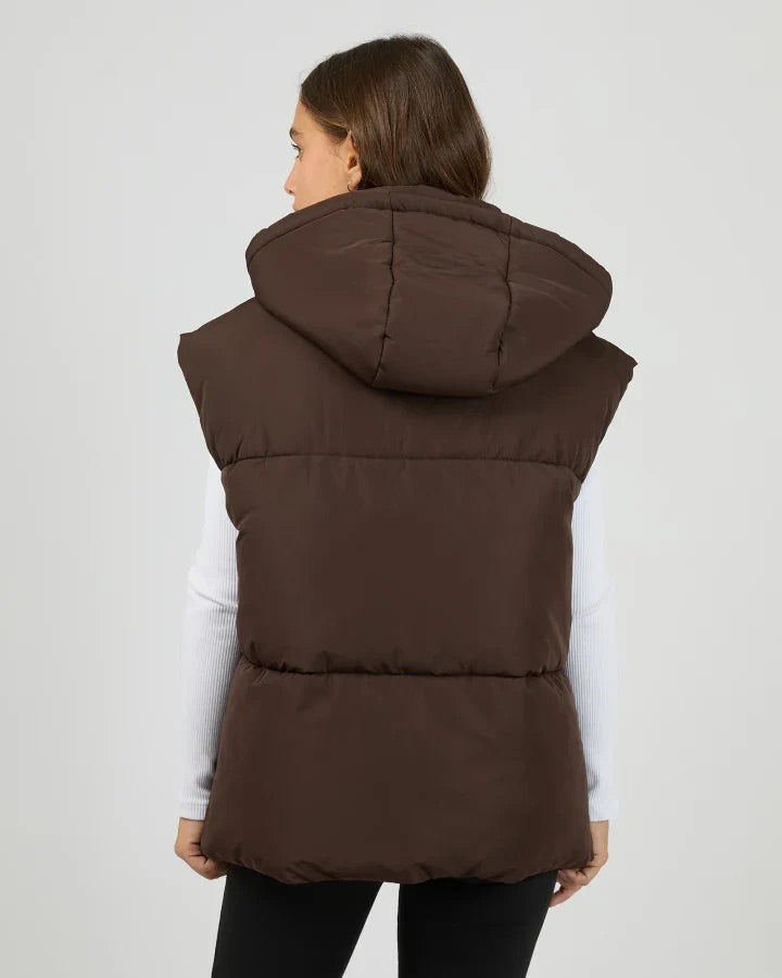 All About Eve Elevate Puffer Vest Chocolate