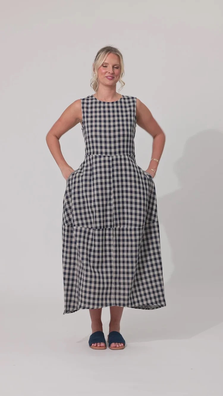 Lemon Tree Antonia Dress Navy Gingham