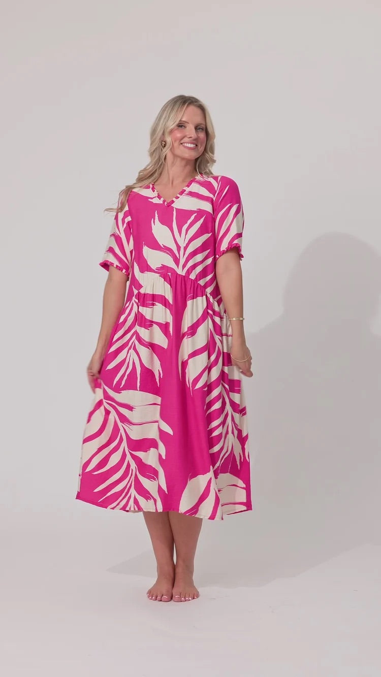 Lemon Tree Marissa Dress Floral Fuchsia
