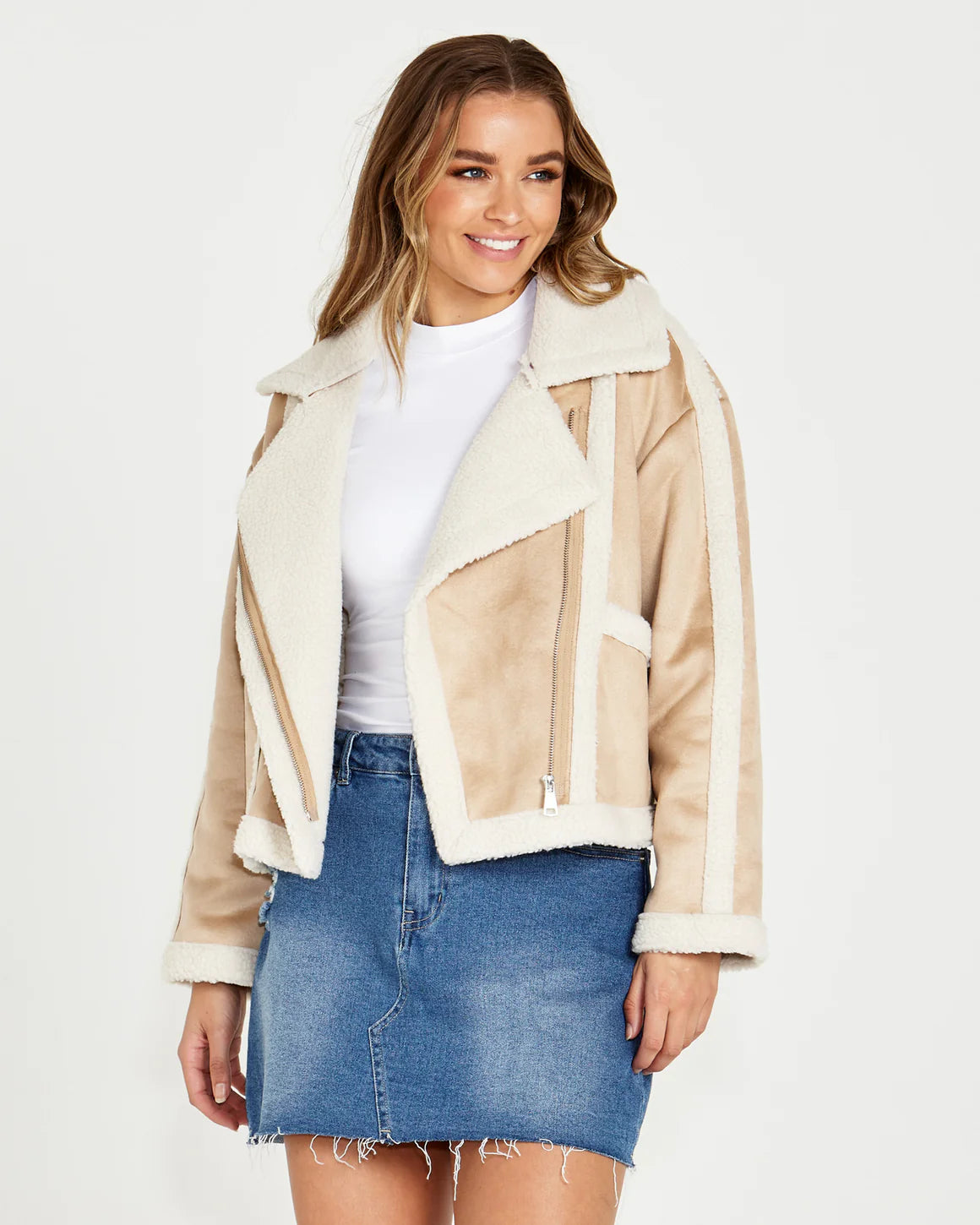 Sass Roux Suede Jacket Tan/Cream