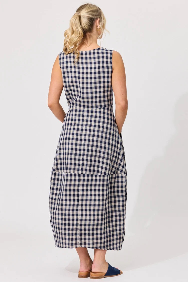 Lemon Tree Antonia Dress Navy Gingham