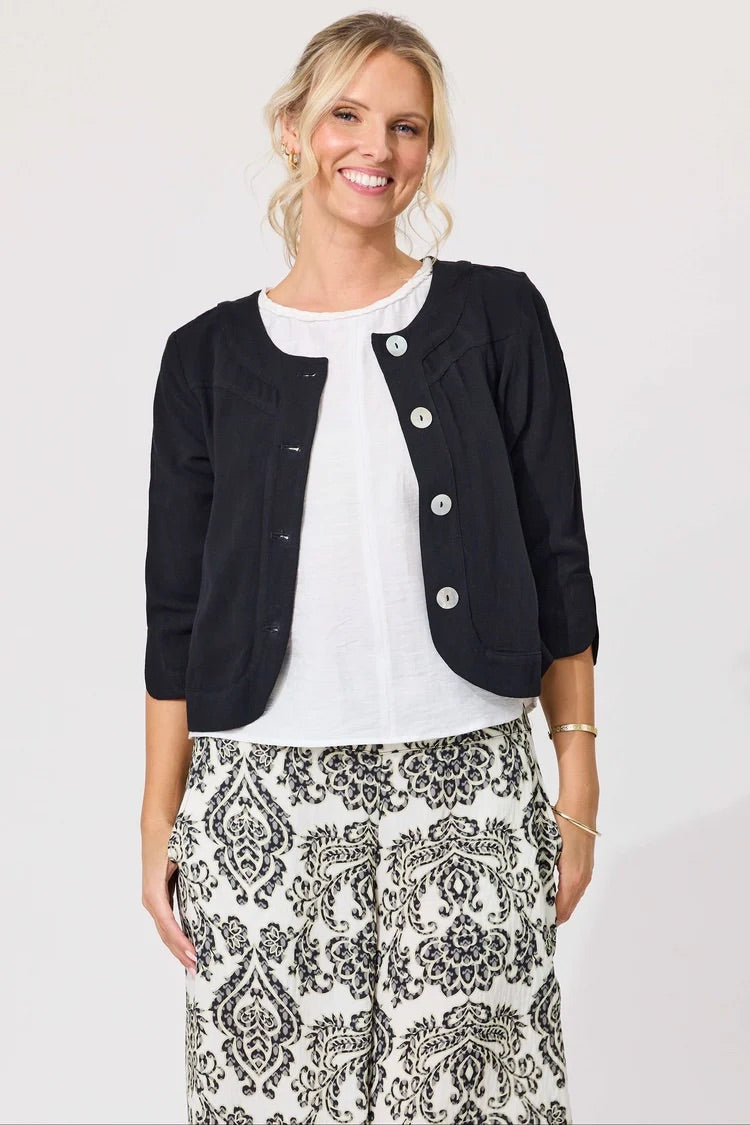 Lemon Tree Amalfi Linen Jacket Black