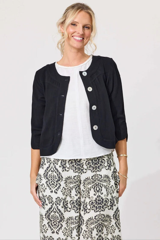 Lemon Tree Amalfi Linen Jacket Black