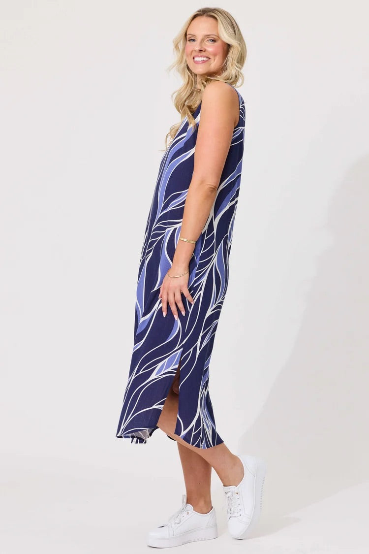 Lemon Tree Noa Leafy Blue Dress