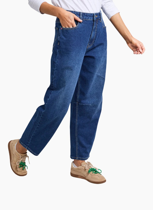 Elm Bessie Barrell Leg Jean- Dark Blue Wash