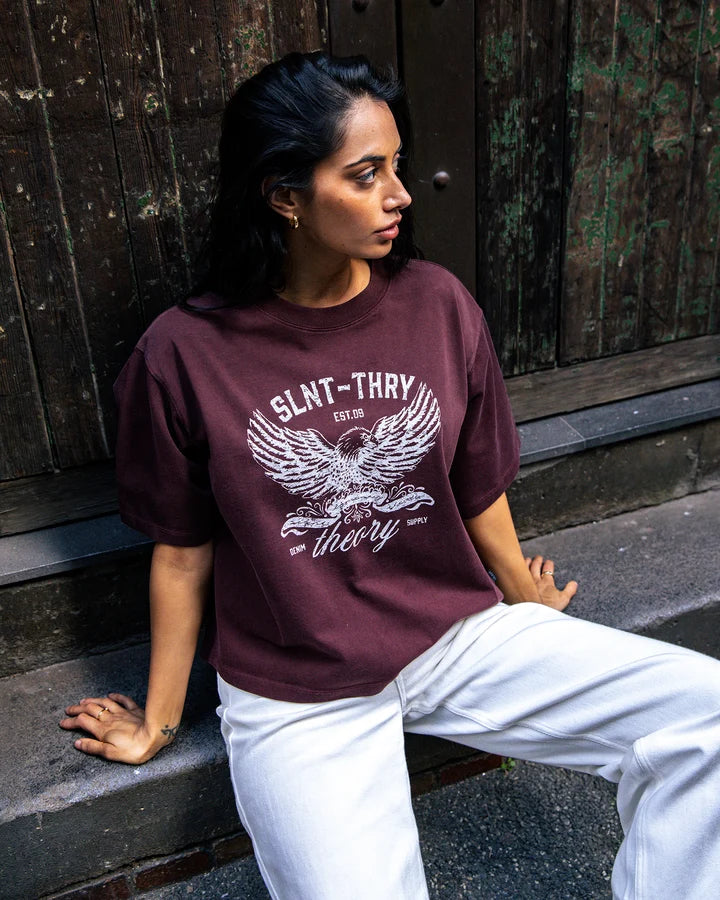 Silent Theory In Time Relaxed Tee Cherry