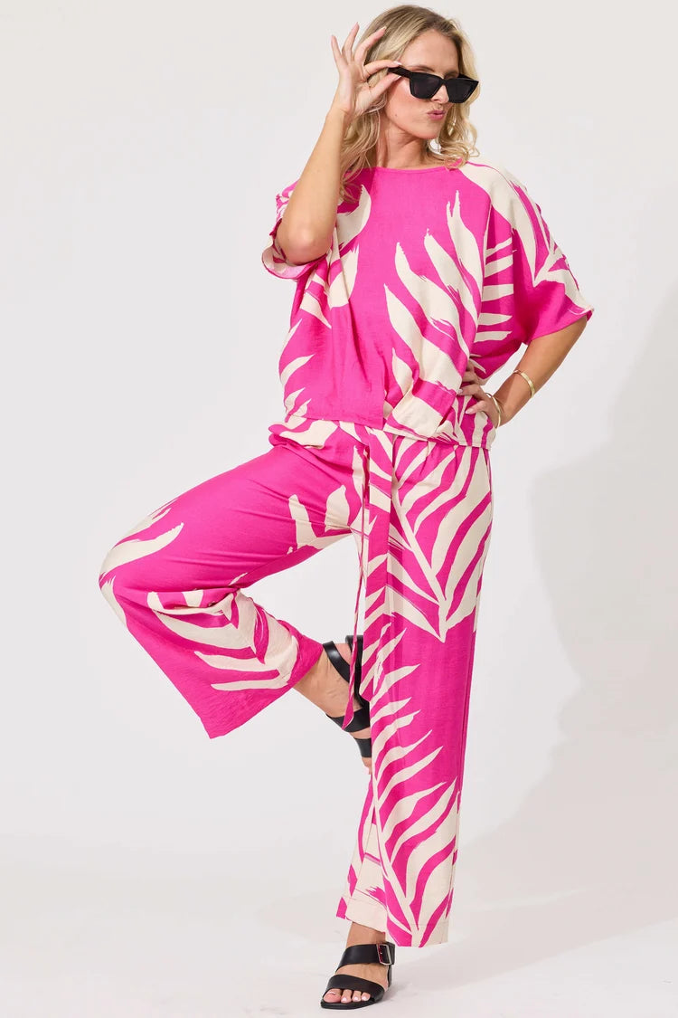 Lemon Tree Marie Pants Floral Fuchsia