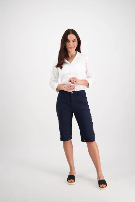 Vassalli Poplin Straight Leg Short-Navy