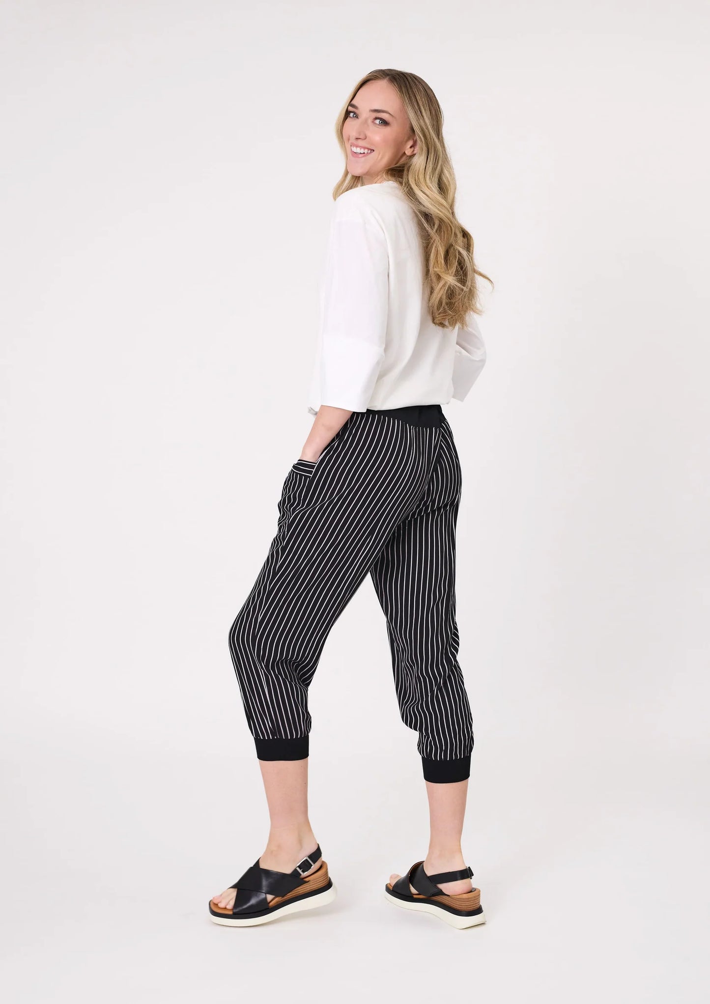 Lemon Tree Harem Pant Black and white Stripe