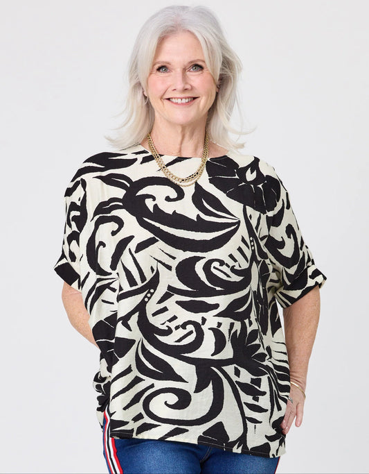 Lemon Tree Nora Top Black Print