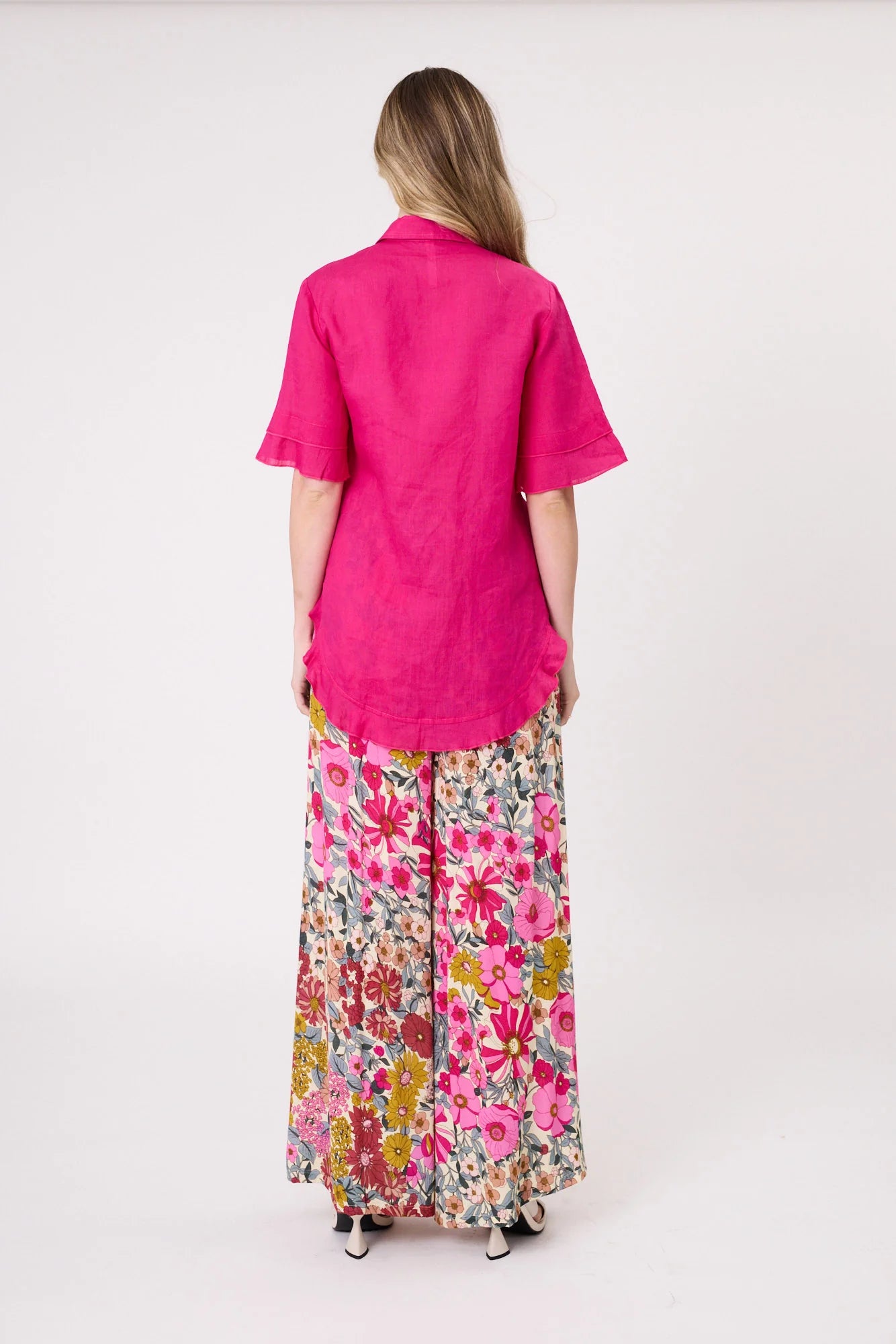 Lemon Tree Camilla Linen Top Fuchsia