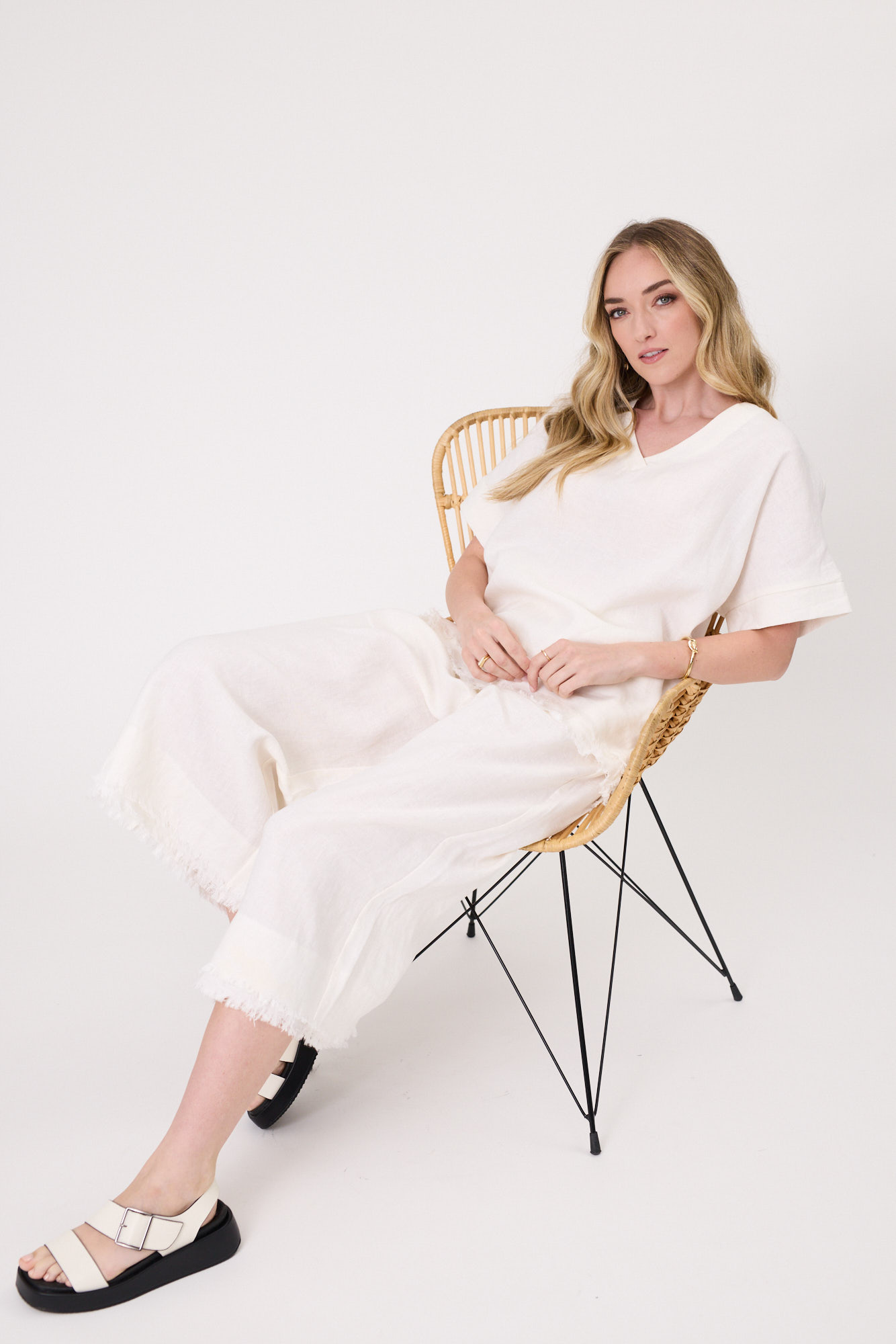 Lemon Tree Nicole Linen Pant White
