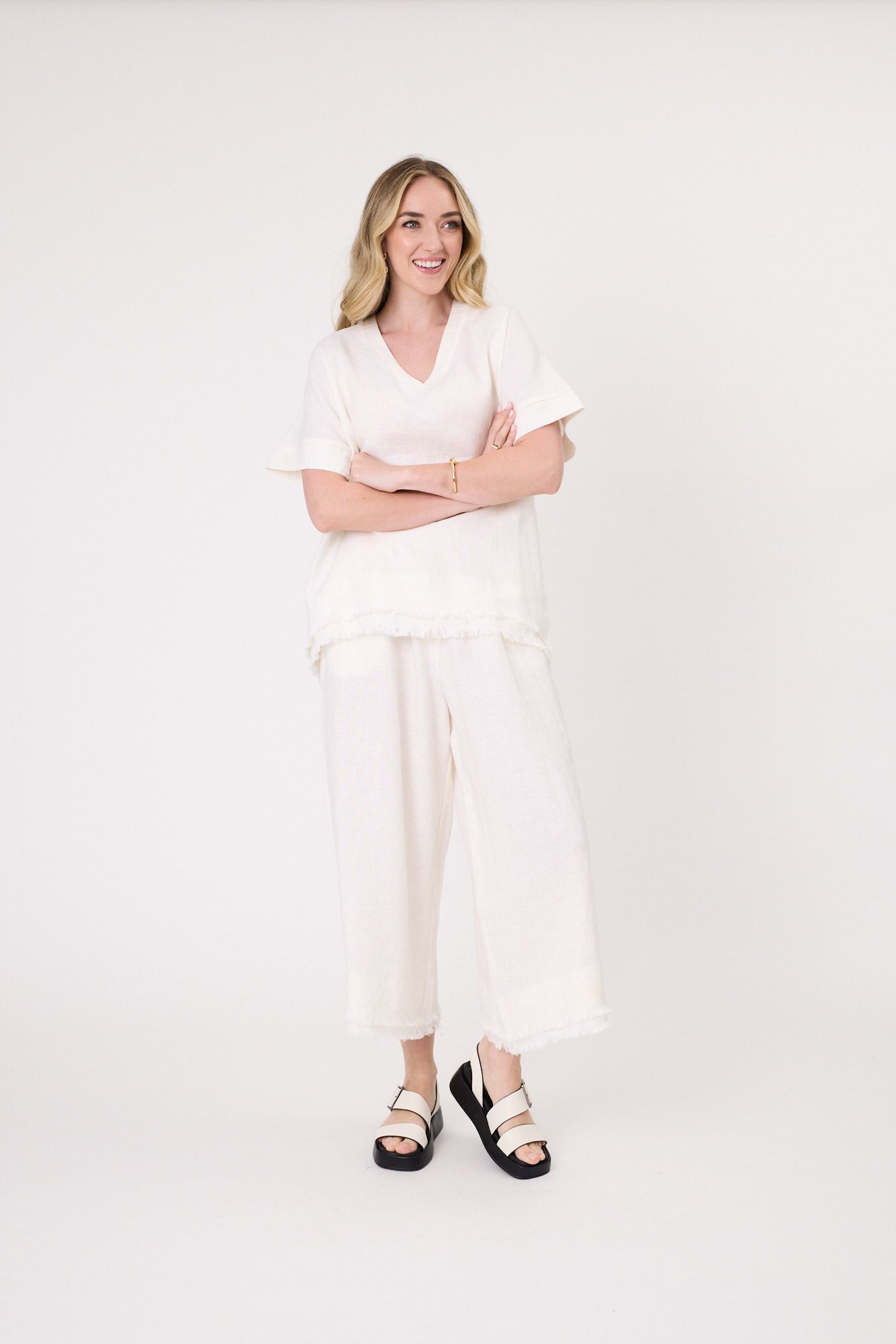 Lemon Tree Nicole Linen Pant White