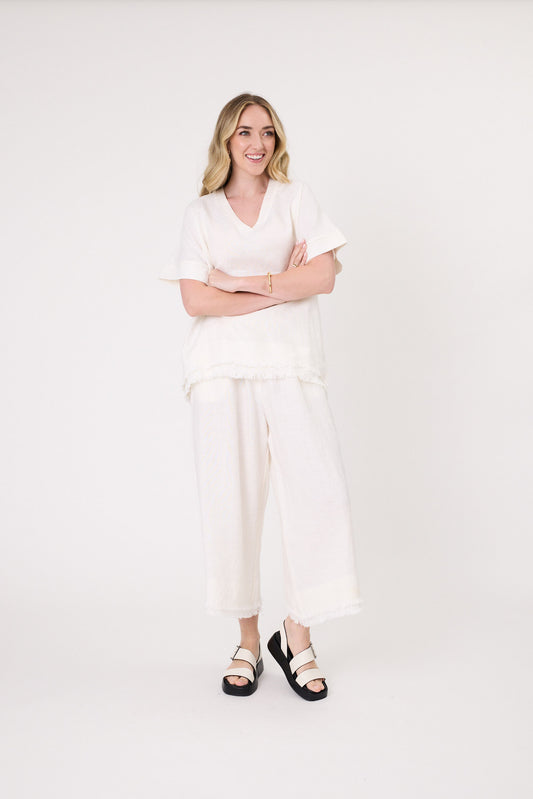 Lemon Tree Nicole Linen Pant White