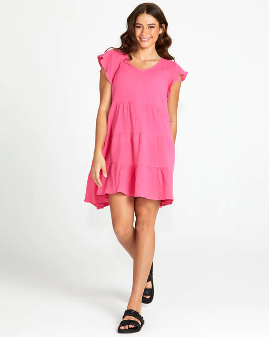 Sass Felix Tiered Mini Dress Pink