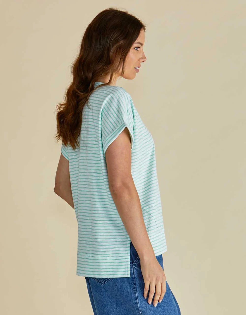 Betty basics Shirley Short Sleeve Tee- Green Stripe