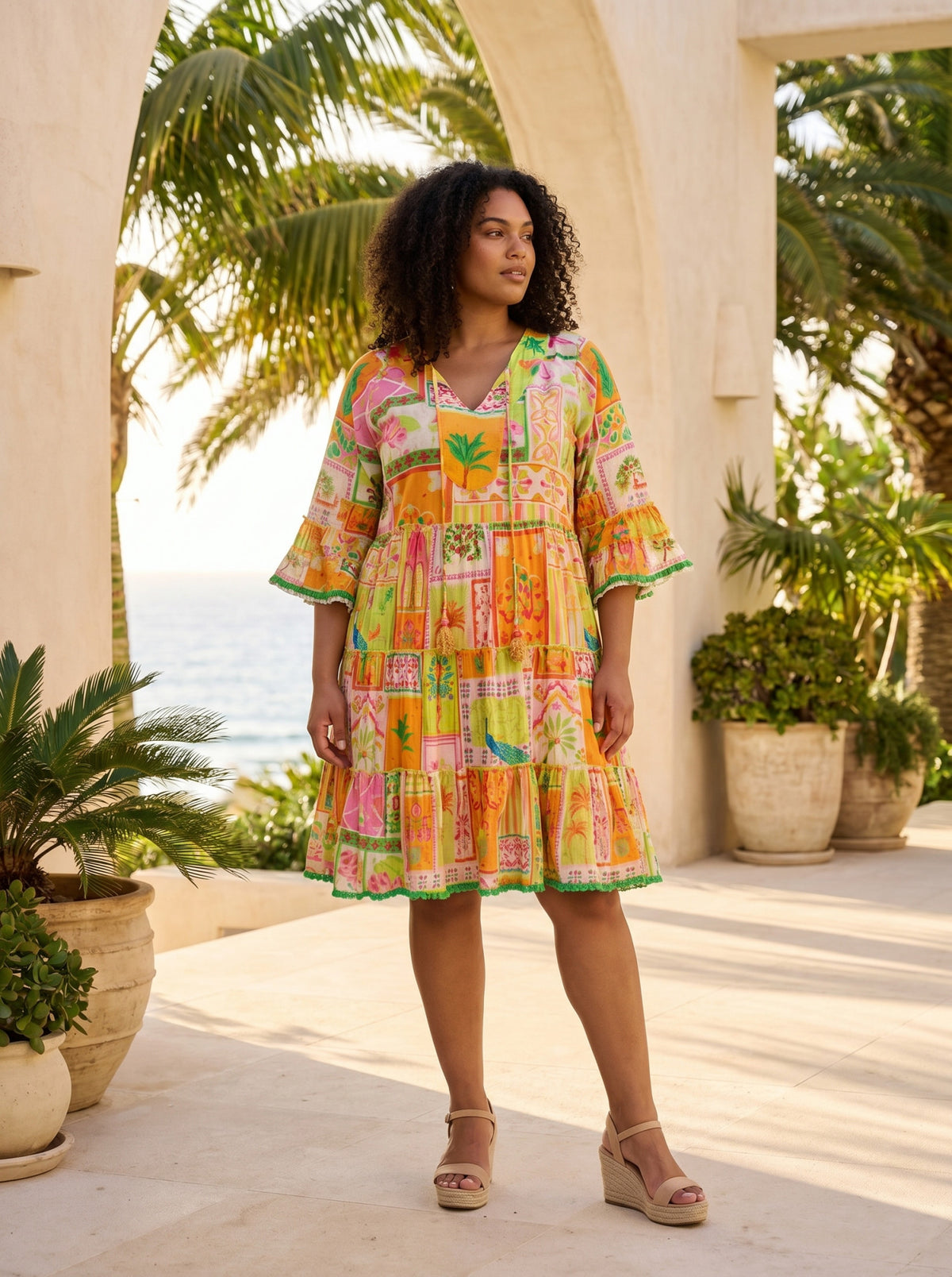 Orientique Gulnar Dress Layers Print