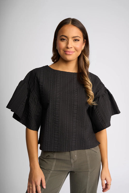 Knewe Brooke Top Black Texture