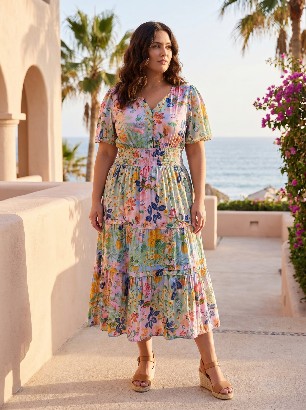 Orientique Sur Mer Dress Maxi SS Print