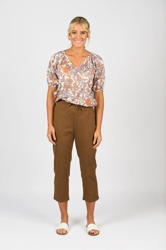 Vassalli 7/8 Slim Leg Pant-Pecan