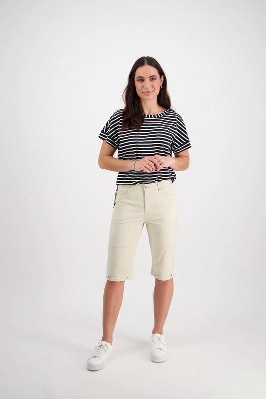 Vassalli Poplin Straight Leg Shorts-Sand