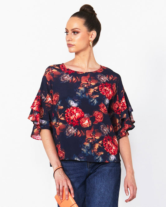 Fate & Becker No Love Today Top Moody Floral